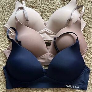 36C Bra Lot of 3 Nautica- Light Pink, Rose and Navy Blue Excellent!